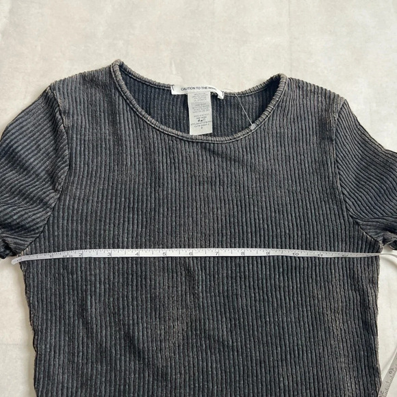 NWOT Anthropologie Caution To The Wind Top Womens Medium Brown Ribbed Blouse - Picture 4 of 6